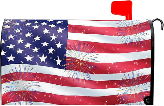 4th of July Mailbox Covers Magnetic Standard Size 21 X 25.5 Inch Patriotic American Flag Memorial Day Magnetic Mailbox Cover Wraps Post Box Cover Decoration Outdoor Garden Home Yard Outside
