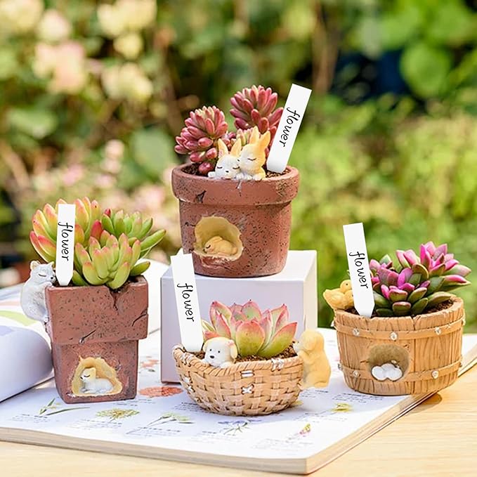 Plant Markers Garden Labels 360 Pcs Plastic Plant Labels Name Tags with Permanent Marking Pen for Seedlings Outdoor Nursery Garden Identification Stakes Tags Pot Marker White Color