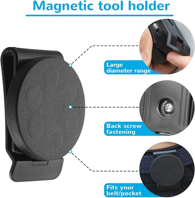 3 PCS Belt Magnetic Clips Heavy Duty Magnetic Tool Holder Black Magnet Belt Organizer for Screws Nails Screwdrivers Wrench Metal Accessories (Medium 2.16 * 2.8 IN)