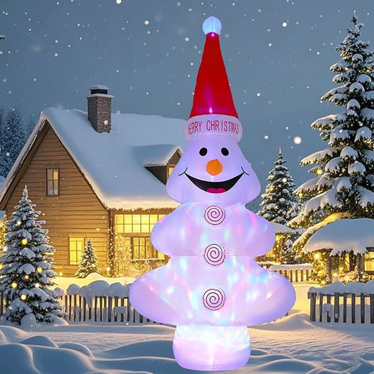 12 FT Christmas Inflatables Snowman Outdoor Decorations, Blow Up Christmas Tree Snowman Yard Decoratin with Rotating & RGB LED Lights for Patio Garden Lawn Decor, Xmas New Year Kids Gifts