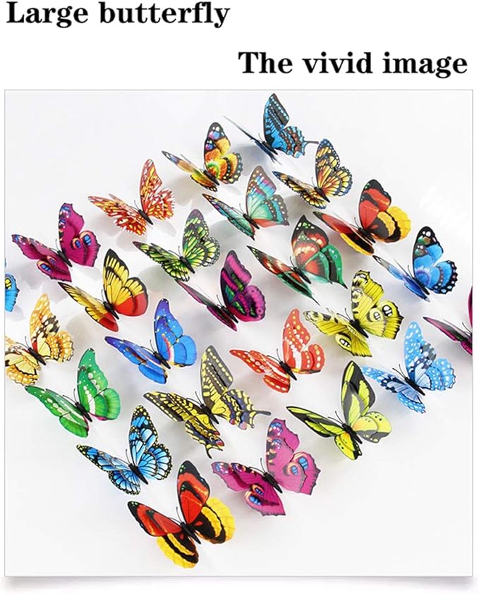 Giant Butterfly Garden Stakes Decorations Outdoor 3D Butterflies Lawn Decorative Yard Decor Patio Accessories Ornaments PVC Gardening Art Christmas Whimsical Gifts (Pack of 24)