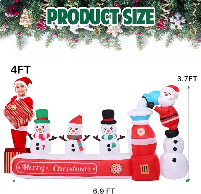 Vipush 6.9 FT Christmas Inflatable Decorations Snowman Maker Christmas Decorations Outdoor Inflatable with LED Light, Outdoor Holiday Decor Blow Up Yard Decor