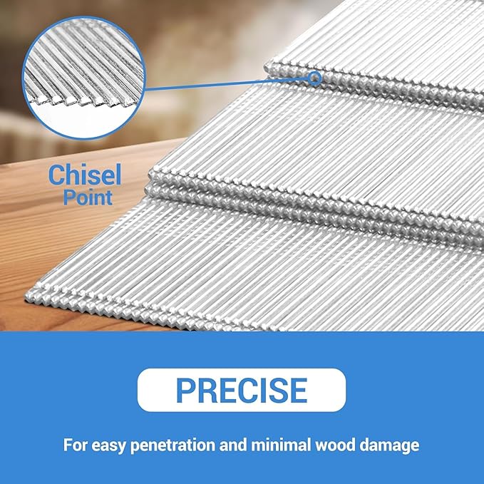 meite 15 Gauge 34 Degree Angled Finish Nails, 1-1/2 Inch Leg Galvanized No-rust Finishing Nails for Nailer Gun, Glue-Collated Trim Nails for Baseboard Crown Cabinet Window Molding, 2 Boxes x 2,000PCS