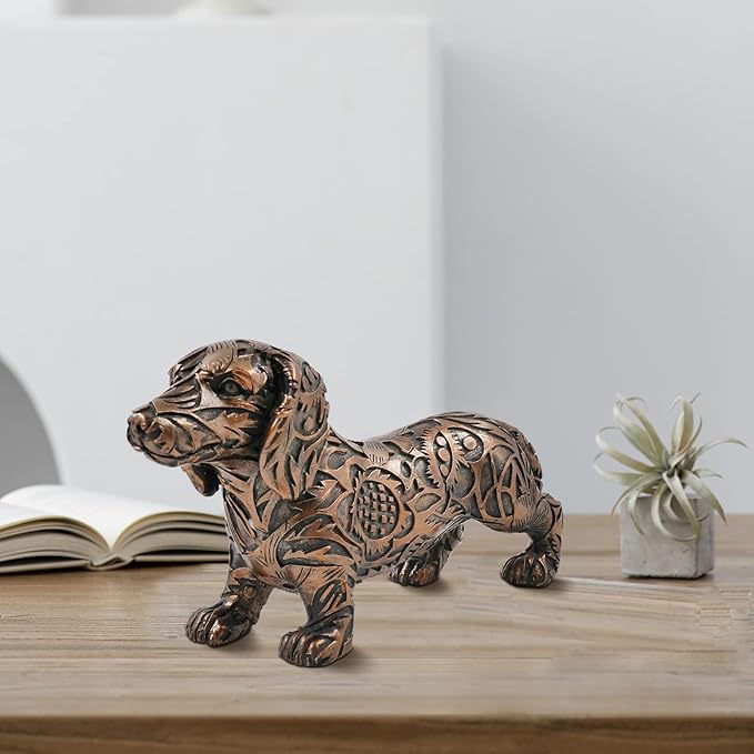 SIMON'S SHOP 8'' Dachshund Figurines, Bronze Wiener Dog Sculpture, Doxie Puppy Statue, Gifts for Sausage Dog Loving Friends, Table Mantel Bookshelf Décor