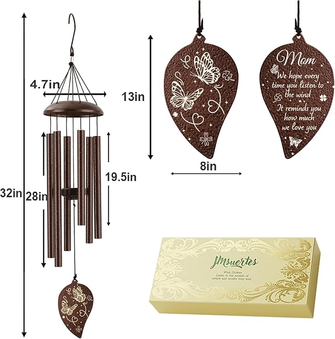 for Mom 32", Mom Wind Chimes, Mother Birthday Gift from Daughter Son, Love Reminder Gifts for Birthday