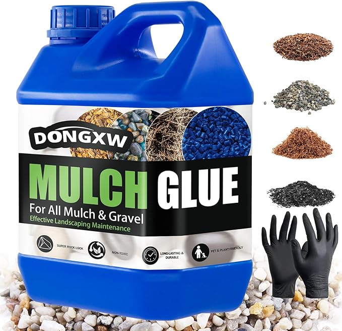 Rock Glue for Landscaping, Easy Hold Mulch Glue for Landscaping, Lockdown Sticky Rock Glues Landscape Stone Glues Strong Mulch Binder, Fast Drying Concentrate Gravel Binder - 64oz