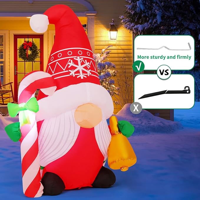 COMIN 5 FT Christmas Inflatables Gnome Outdoor Decoration Blow Up Yard with Built-in LEDs for Holiday Garden Party Decor