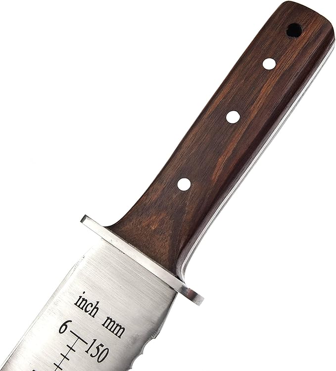 Namibagata Japanese Steel Hori Hori Garden Knife, Insulation Knife Straight Blade Hori Hori Garden Knives use as Digging, Weeding knives, Planting Knives & Sod Cutter | 12" Stainless Steel with Cutting Edge, Full-Tang walnut Wood Handle with Sheath