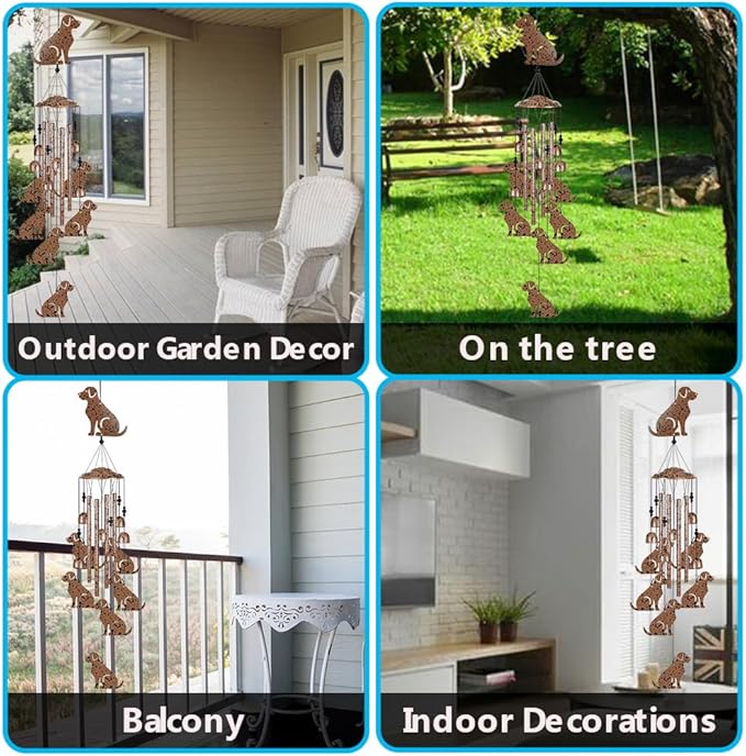 37" Dogs Wind Chimes for Garden,Home,Balcony,Yard,Outdoor Decor, Sympathy Wind Chimes, Dog Chimes, Dog Ornament, Wind Catcher, Blessing Wind Bell, for Mom,Grandma,Family,Women,Friend