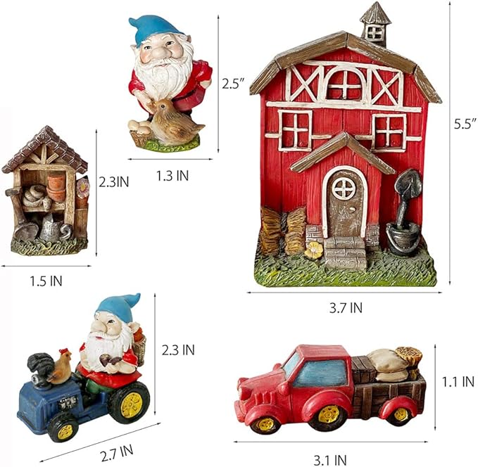 BangBangDa Miniature Fairy Garden Accessories - Garden Gnome Figurines House Set of 22PCS - Outdoor Resin Mini Gnomes Statue for Plant Pots Decor, Women Gardening Lover Birthday Gift