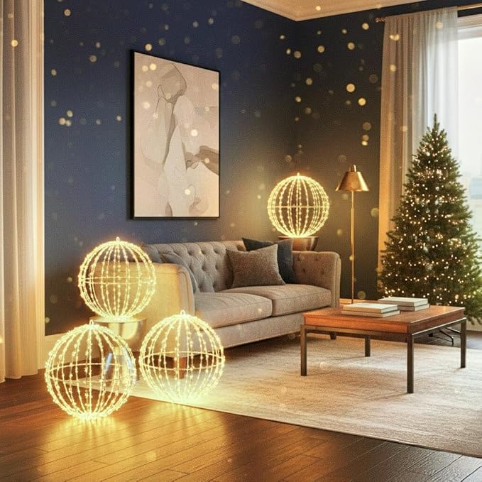 272 LED Christmas Ball Lights, 20 Inch Lighted Sphere Balls with 8 Lighting Modes & Timer, Waterproof for Outdoor Christmas Decorations Yard Porch Garden Patio Trees Holiday Lights Home Yard Display