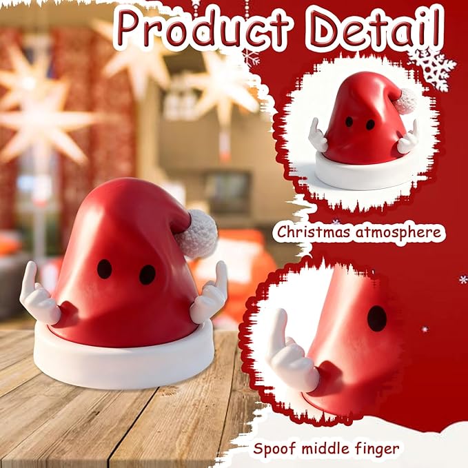Christmas Hat Figurines Decorations Indoor Cute Xmas Hat Figurines with Gestures Design for Holiday Decor Desktop Decorations for Table Fireplace Mantle Winter Xmas Gifts