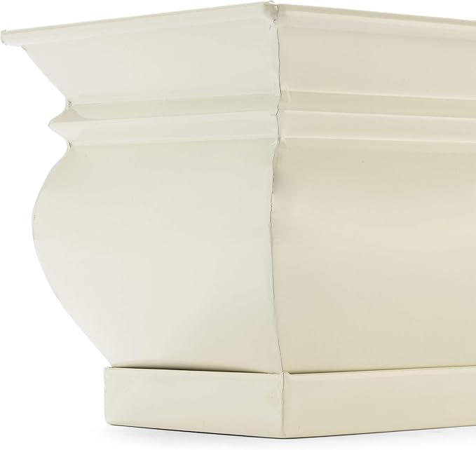 H Potter Herb Pots Indoor Planters with Drainage and Tray White Succulent Planter Window Sill Box Large Rectangular Outdoor Kitchen Flower Pot Garden Succulents Plants Ivory