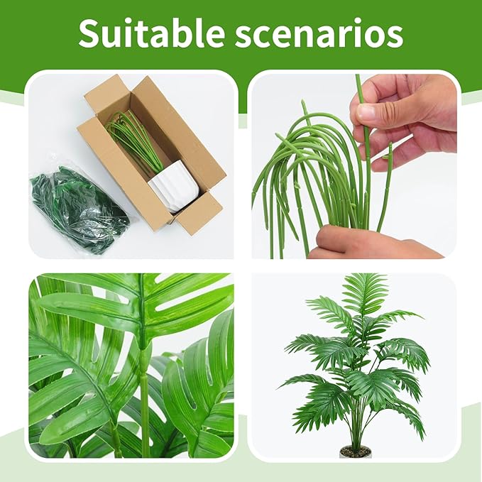 28“ Fake Plant Large Artificial Plam Tree for Indoor Room Decor,Faux Potted Plant for Home Offce Balcony Livingroom Bathroom Bedroom Outdoor Courtyard Decor