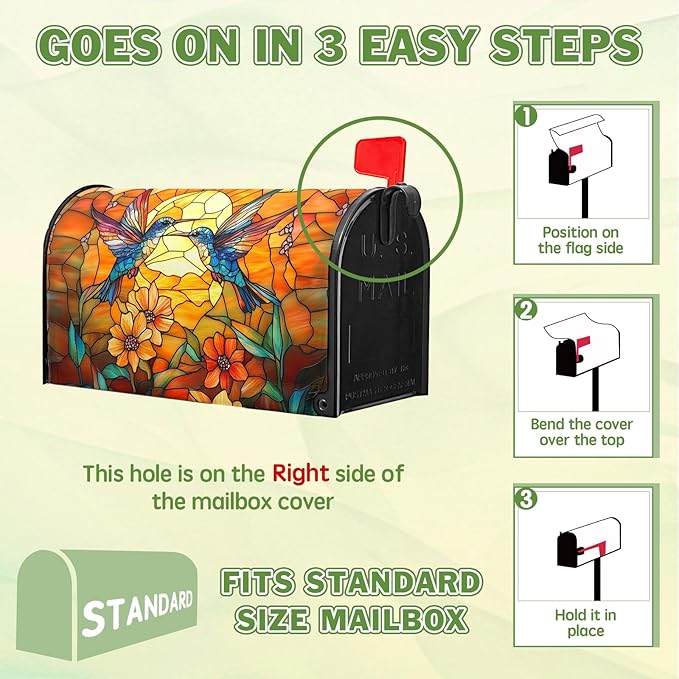 Artistic Birds Mailbox Covers Fall Autumn Mail Box Wraps Magnetic Standard Size 21x18 inch Vintage Floral Sun Mailbox Cover for Garden Outdoor Yard Decor