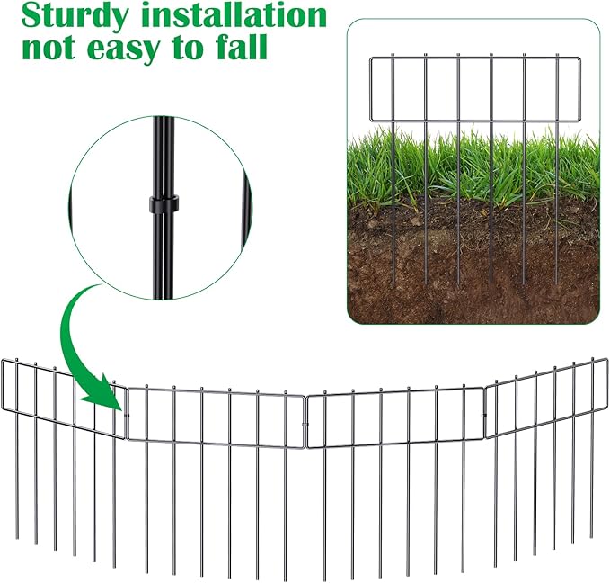 10 Pack Animal Barrier Fence, 17 Inch(H) X 10 Ft(L) Decorative Garden Fencing for Garden.