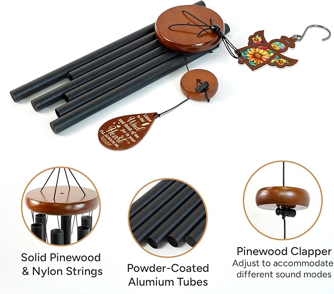 FLAGWIX Sympathy Gifts for Loss of Loved One - Christmas Memorial Wind Chimes for Outside 32 in - Large Outdoor Wind Chimes, Bereavement Gift Ideas, Condolence Memorial Gifts for Loss of Mom Dad