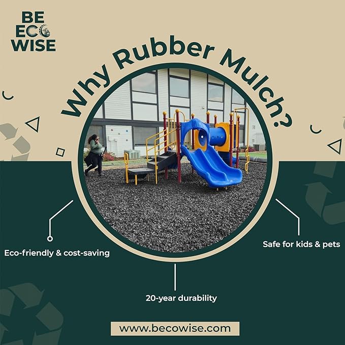 – 100% Wire-Free Premium Grade Nugget Rubber Mulch for Playgrounds & Landscaping | Safe for Kids & Pets, No Replacement Needed, Ultra Durable | Gray, 20 lb (0.8 cu ft)