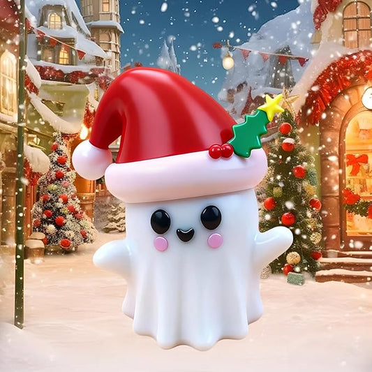 1 Pcs Christmas Ghost Figurine Cute Spooky Unique Design Cartoon Mini Figurines Desk Ornament Decorations Indoor for Christmas Decor Home Table Bedroom Office Desktop Display Ornaments