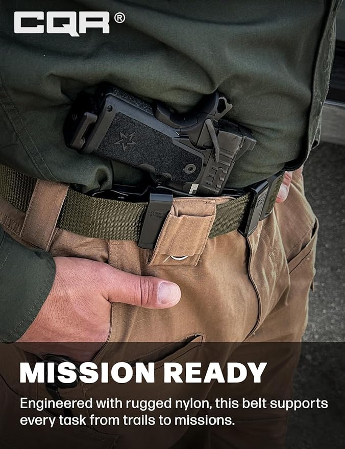 CQR Tactical Belt, Military Style Heavy Duty Belt, Webbing EDC Quick-Release Buckle