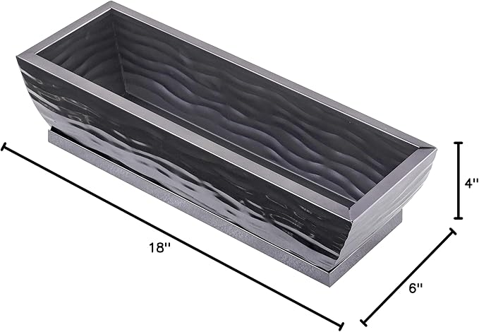 H Potter Succulent Planter Rectangular Plant Pot Flower Indoor Outdoor Window Box (Black Nickel Large)