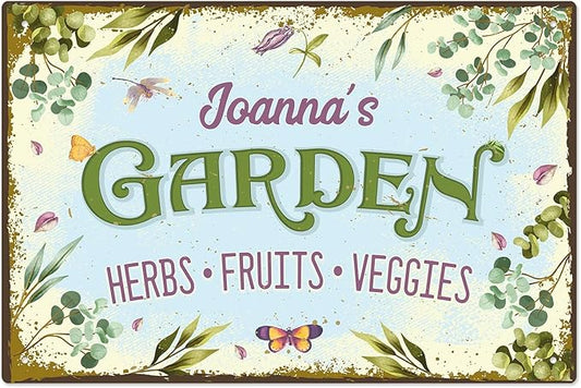 Custom Garden Sign, Christmas Present, Personalized Name for Vegetable Patch and Backyard Décor Sign, 12x18 Inches, Rust Free .063 Aluminum, Fade Resistant, Made in USA by Sigo Signs