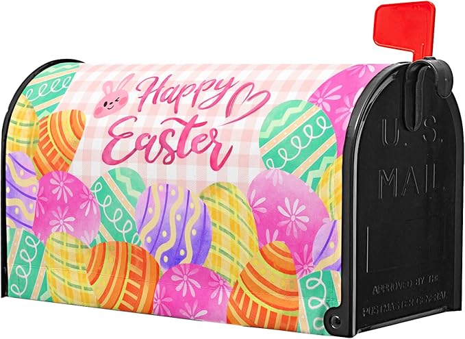 Easter Mailbox Covers Magnetic Standard Size 21x18 Inch - Colorful Eggs Mailbox Cover - for Outdoor Garden Decor