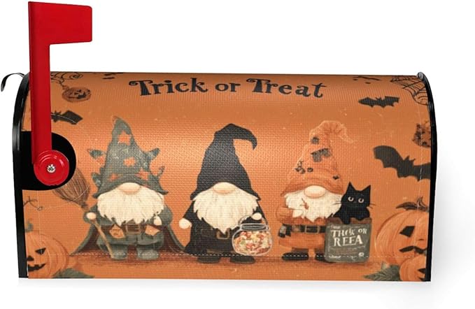 Mailbox Covers Gnomes Halloween Pumpkin Gnomes Halloween Pumpkin Magnetic Letter Post Box Cover Standard Size 21 x 18 Inch Garden Yard Home Decorative