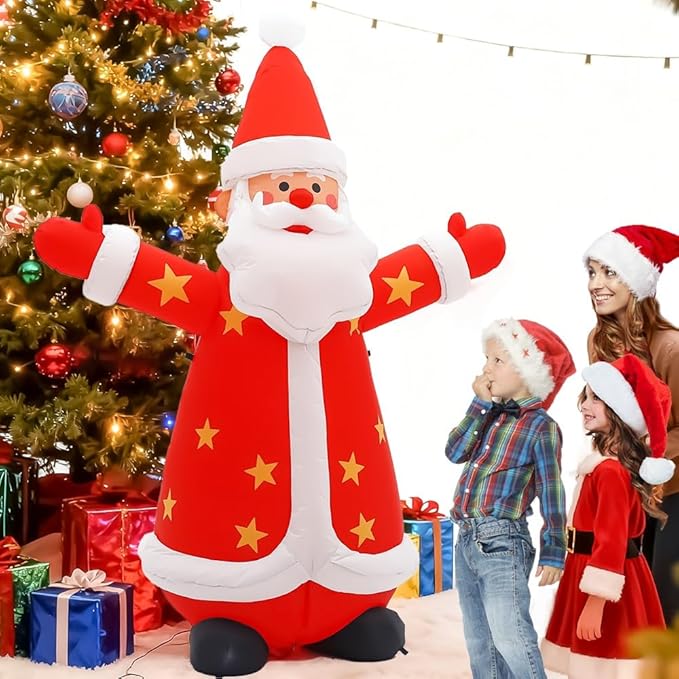 8FT Christmas Inflatables Santa Claus Outdoor Yard Decorations, Christmas Blow up Santa with LED Lights, Winter Outside Decor for Holiday Party Patio Garden Lawn, Xmas New Year Kids Gifts