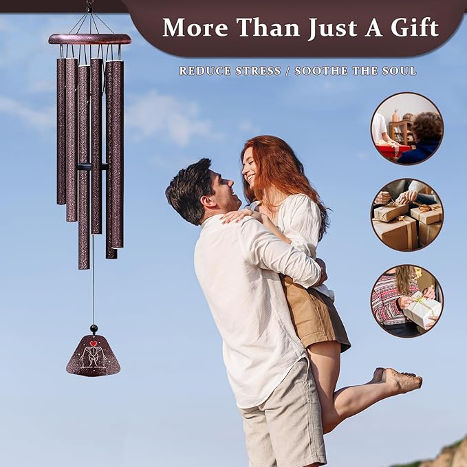 Gifts for Him Her Boyfriend Girlfriend, Romantic I Love You Gift 32" Wind Chimes, Wedding Anniversary Birthday Gifts for Women Men, Penguin Present, Couple Gift for Wife Husband Christmas