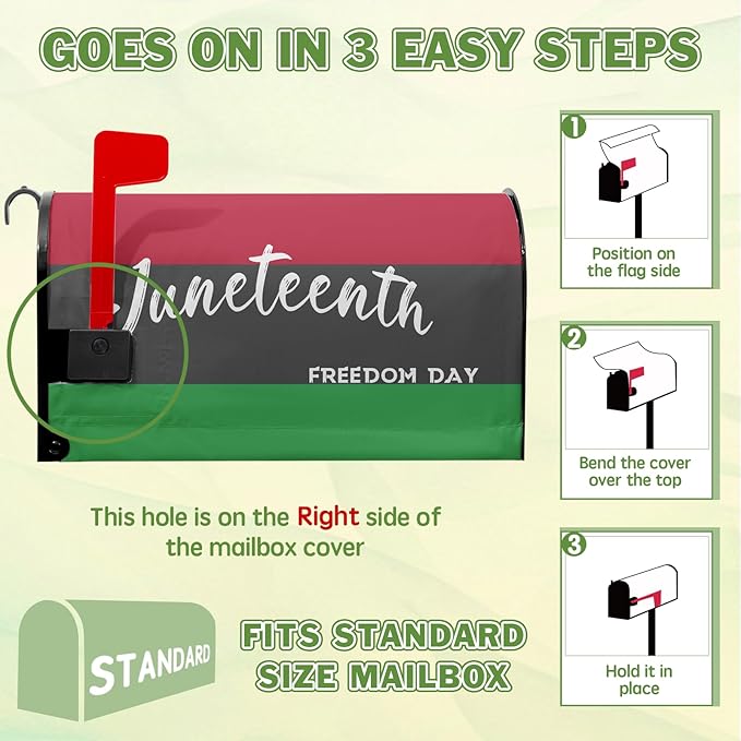 Juneteenth Mailbox Covers Freedom Day Magnetic Mailbox Covers Black History Month Mailbox Cover Holiday Mailbox Decorations for Garden Yard Farmhouse Standard Size 21x18 inch