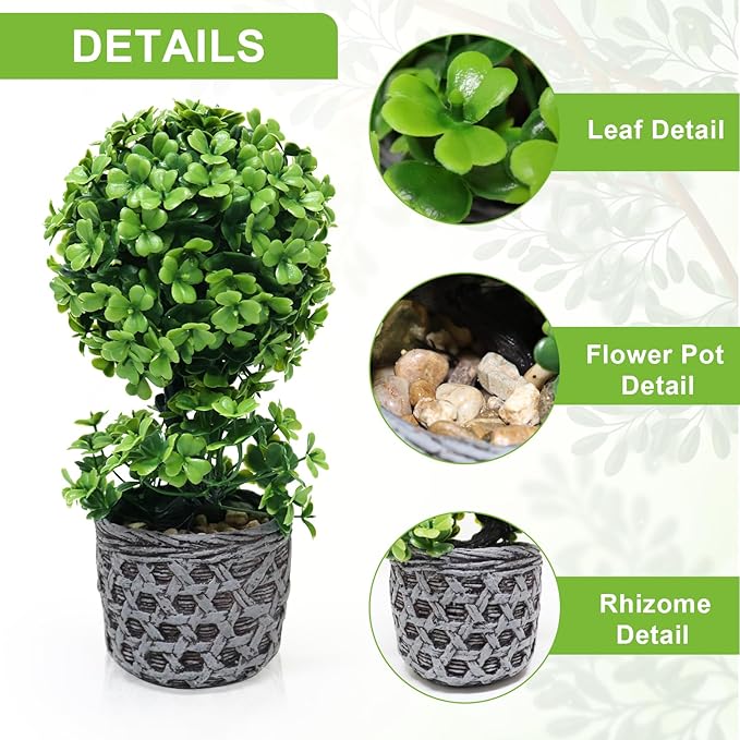 Artificial Plants Potted Indoor, Small Fake Plant Bonsai Tree for Office Desk, 11.81'' Faux Plants Decor for Shelf Bathroom Farmhouse Living Room Coffee Decor