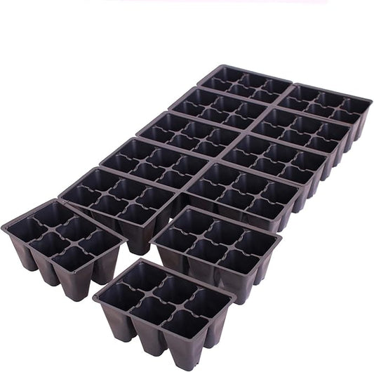 Handy Pantry Black Plastic Garden Tray Inserts – 10 Sheets, 72 Planting Pot Cells Each – 2x3 Nested x12 Configuration – Ideal for Nursery, Greenhouse, Seed Starting, and Vegetable Gardening