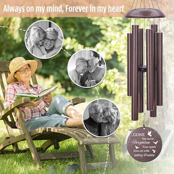 Personalized Sympathy Wind Chime, Memorial Wind Chimes in Memory of a Loved One Gift, Memorial Gifts Wind Chimes for Outside Patio Home or Garden Decor, Product in USA