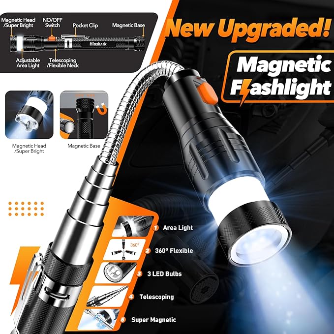 Gifts for Men, Stocking Stuffers for Adults Men Extendable Telescoping Magnetic Pickup Tools Set, Christmas Birthday Gifts for Men Dad Husband Him, Cool Gadgets Tools Gifts for Men Who Have Everything
