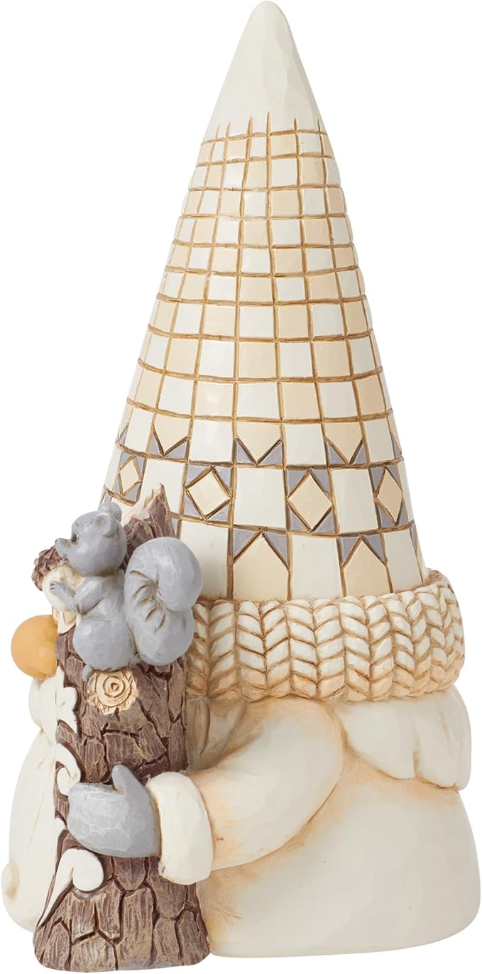 Enesco Jim Shore Heartwood Creek White Woodland Lumberjack Gnome Figurine- Stone Resin Hand Painted Crafted Collectible Gnomes Figurines Home Decor Statue, 5.43 Inch
