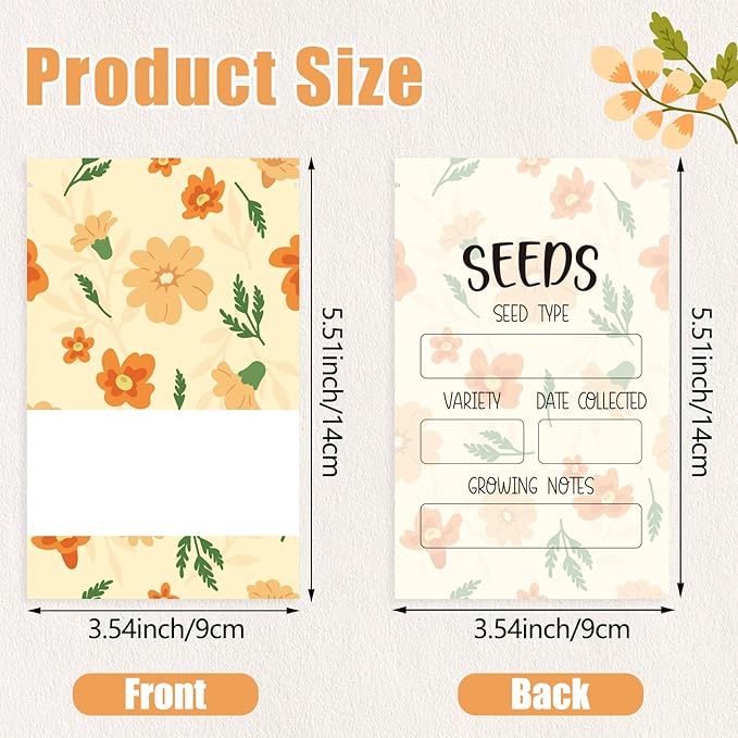 120 Pcs Seed Envelopes with Clear Window 3.54 x 5.51 Inch Seed Packets, Resealable Storage Envelope for Vegetable Flower Seeds Thanksgiving Harvest Party