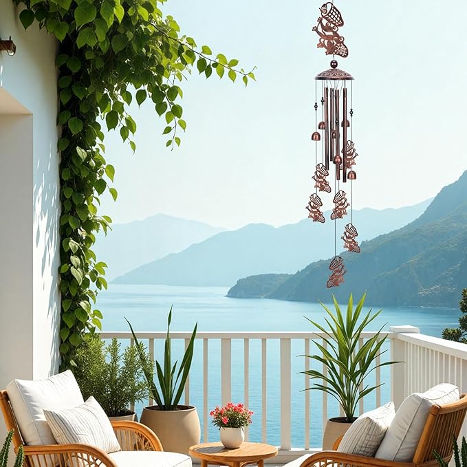 Frog Gift Wind Chimes for Outside, Outdoors Metal Windchimes with S Hook for Birthday Home Patio Porch Backyard Yard Garden Decoration, Sympathy Memorial Frog Gifts for Women Men Mom Grandma