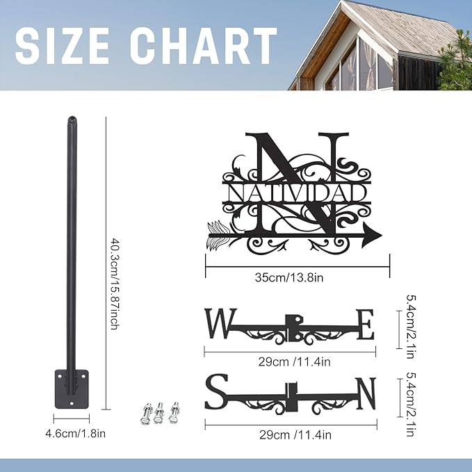 Personalized Monogram Metal Weather Vane, Custom Last Name Weathervane, Wind Direction Indicator, Weather Vanes Roof Mount, Wind Vane Outdoor Decor for Shed Garden Yard Patio, Customized Gifts