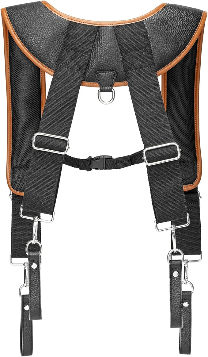Leather Tool belt suspenders, Padded tool bag suspenders Work belt Suspenders with Attachment Loops