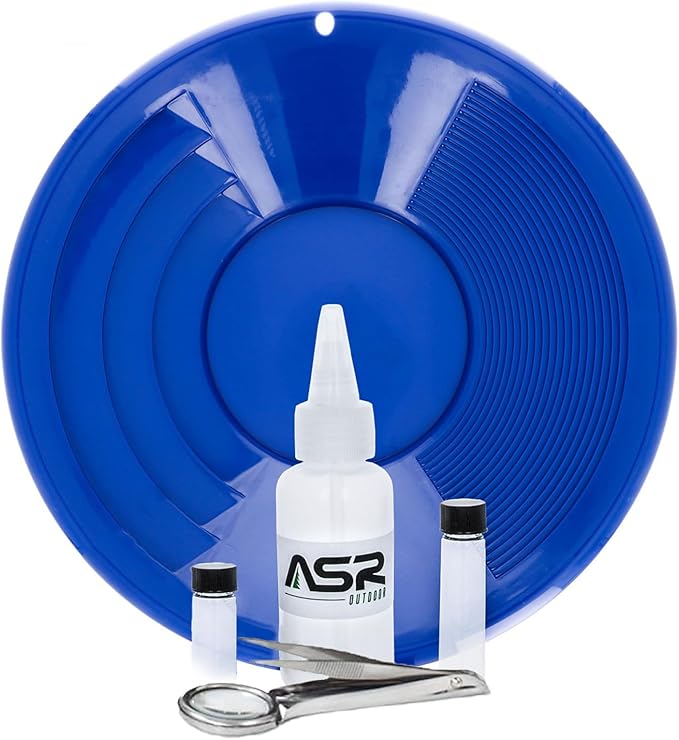 ASR Outdoor Gold Pan Gold Prospecting Beginners Kit, Collection Tools, 5 Piece Blue