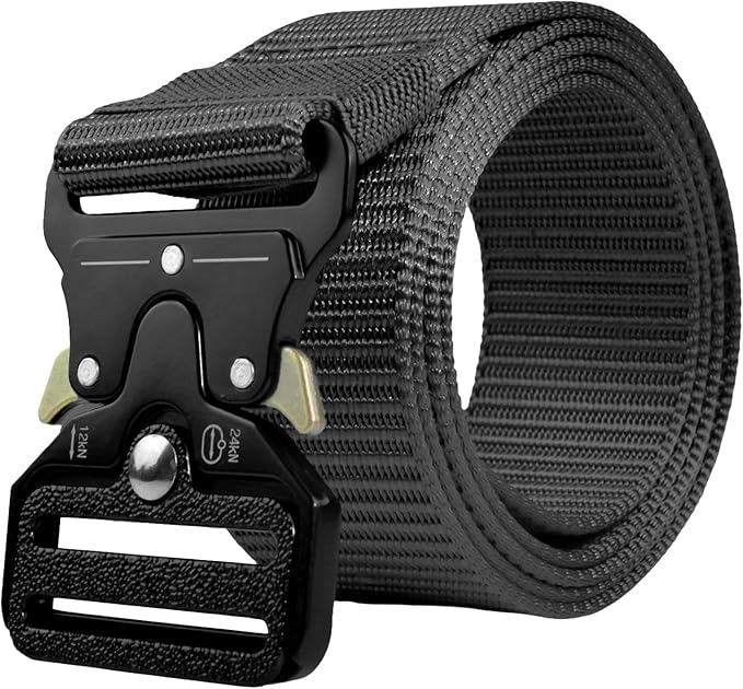 Tactical Belt, Military Hiking Rigger 1.5" Nylon Web Work Belt with Heavy Duty Quick Release Metal Buckle