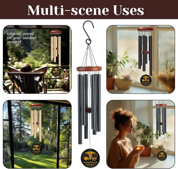 Personalized Medical Memorial Wind Chime – “in Loving Memory” Custom Engraved Name & Years – Doctor Nurse Sympathy Gift – Windchime for Healthcare Workers – Healing Tribute for Loss of Loved One
