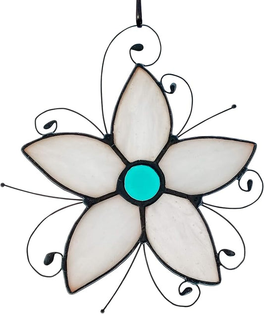 Forget Me Not Flower Stained Glass Window Hangings,Flower Decoration Stained Glass Suncatcher for Kitchen Window,Flowers Gift for Mom,Grandma, Birthday Gift for Women