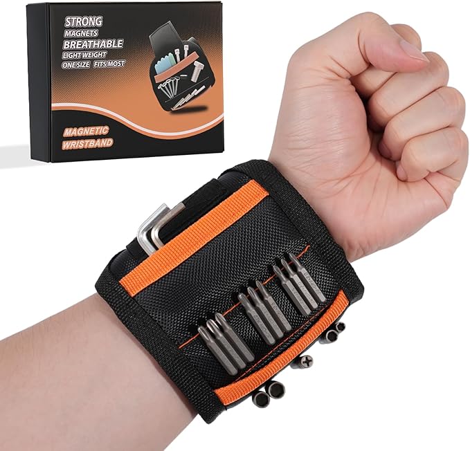 Magnetic Wristband for Tools Gifts, Tools Belt with 15 Powerful Magnets for Holding Screws Nail, Cool Gadgets Gifts for Men, Dad, Husband, Birthday and Christmas, Perfect Stocking Stuffers