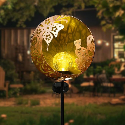 Unique Birthday Gifts for Women Mom Grandma,Solar Butterfly Cat Garden Lights Outdoor Decor,Housewarming Gifts New Home for Patio, Lawn, Yard, Pathway