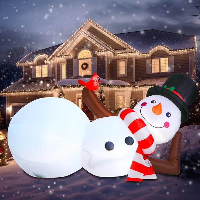 WONDER GARDEN 9.84 FT Christmas Inflatable Outdoor Decorations Christmas Snowman Blow Up Yard Decorations with LED Lights for Xmas Holiday Party Garden Patio Lawn Decor