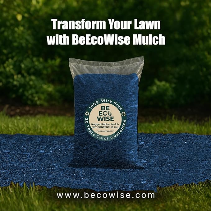 – 100% Wire-Free Premium Grade Shredded Rubber Mulch for Playgrounds & Landscaping | Safe for Kids & Pets, No Replacement Needed, Ultra Durable | Blue, 10 lb (0.6 cu ft)