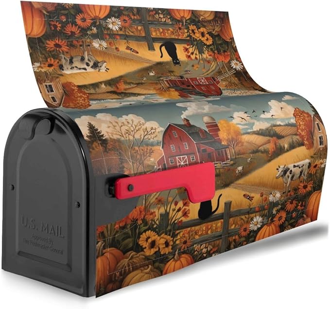 Autumn Farm Country Mailbox Covers Magnetic Letterbox Covers 21x18 Inch for Garden Outdoor Decoration