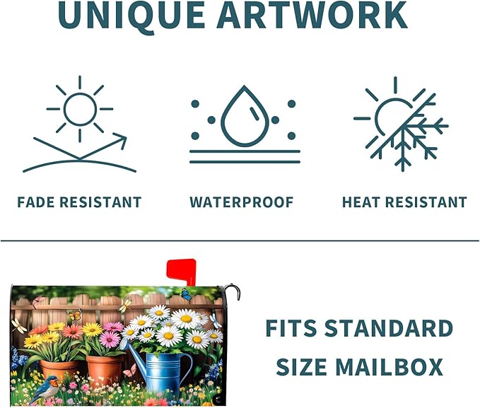 Spring Flowers Magnetic Mailbox Cover Bird Floral Mailbox Covers Magnetic Standard Size 21 X 25.5 Inch Sunflower Mailbox Post Cover Mailbox Wraps Mailbox Decor for Home Garden Outdoor Yard